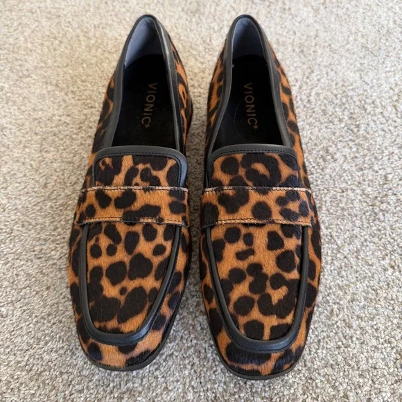 Vionic Sellah Calf Hair Animal Print Slip On Loafers Size 38 US7.5 Arch Support - Picture 5 of 9